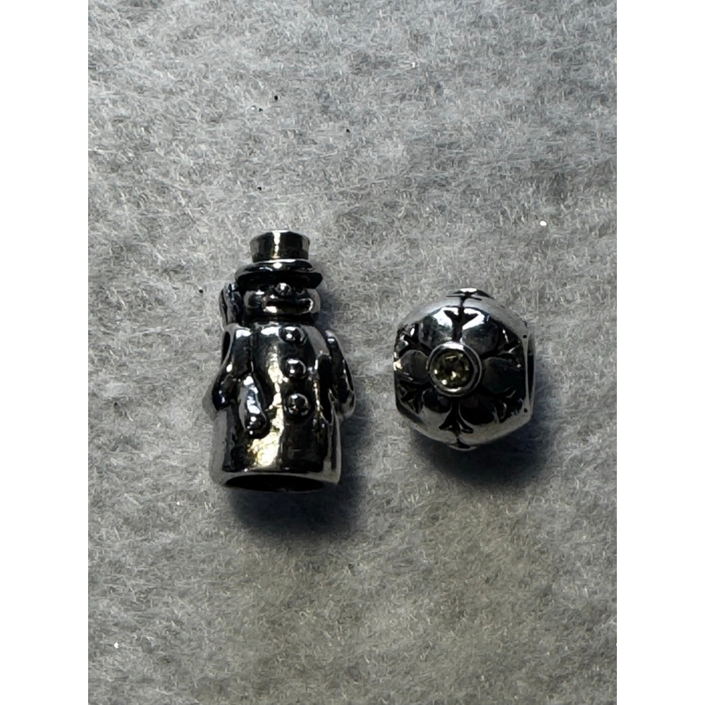Sterling Silver Snowman and Snowflake charms Trollbeads